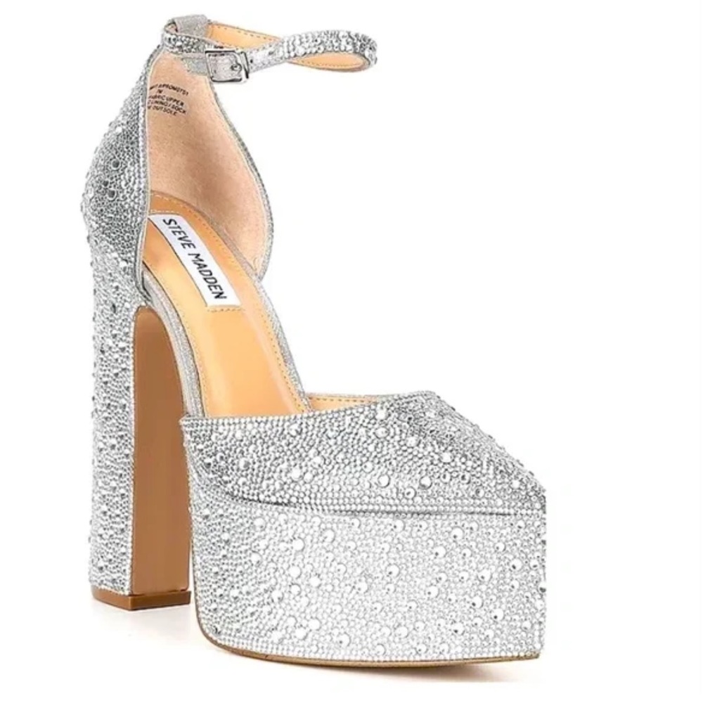 NEW Steve Madden Prompt Rhinestone Platform Heels